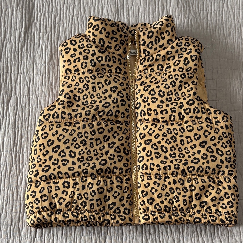 Derek Heart Girls Leopard Print Puffer Vest - Size 10